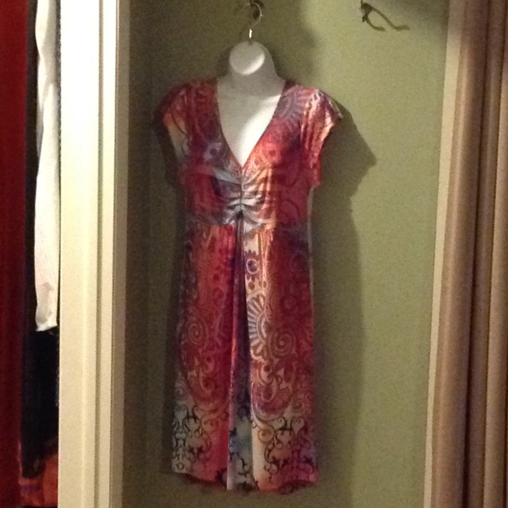 Multi Color Mini Dress with Cap Sleeves